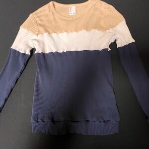 PAT PAT GIRLS COLORBLOCK RIBBED LONG SLEEVE TOP SIZE 8-9 YOUTH